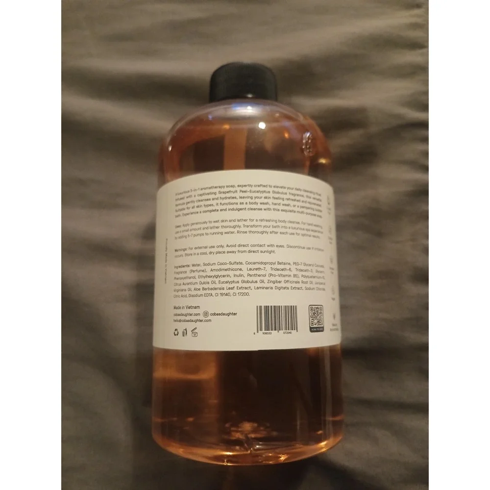 COBA'S DAUGHTER 3-in-1 Soap. Body Wash, Hand Wash, & Bubble Bath Grapefruit Peel